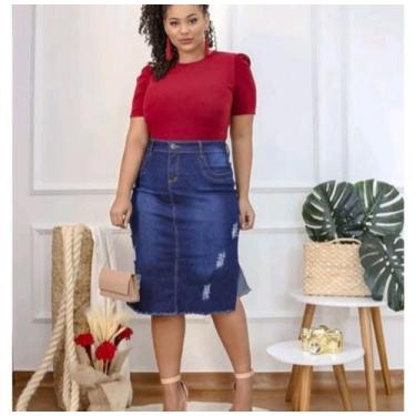 Imagem de Saia jeans cor azul Tamanho 36 - Maria bela 