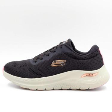 Imagem de Tênis Skechers Esportivo Arch Fit 2.0 Feminino, 36, Chumbo, Rosa