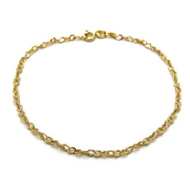 Imagem de Pulseira Feminina de Ouro 18k Elo Trabalhado Meia Corda - Golden Maiso