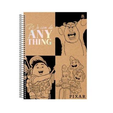 Imagem de Caderno Escolar 1 Matéria 80Fls Pixar Com Adesivos Capa Dura - Animati