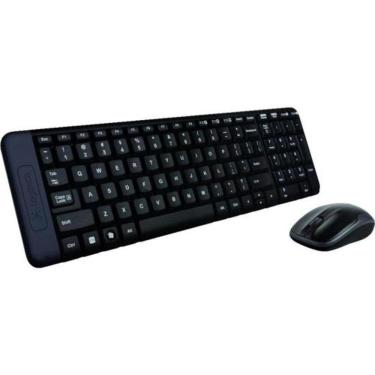 Imagem de Kit Teclado e Mouse sem Fio MK220 com Receptor USB Alcance 10m ABNT2 Preto Logitech