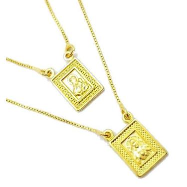 Imagem de Cordão Escapulário Sagrado Coração Banho Ouro 18k Ou Em Ródio Claro 46