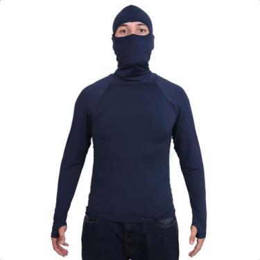 Imagem de Camiseta UV Proteção Solar Camisa Segunda Pele com Touca Ninja Térmica