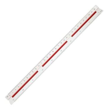 Imagem de Escalímetro Triangular Trident 7830-2 30CM com 3 Faces Coloridas Branco