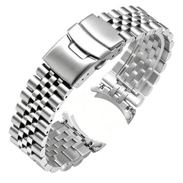 Imagem de Juntan Pulseira de relógio de metal flexível de aço inoxidável afunilada de 18 mm, 20 mm, 22 mm, 23 mm, 24 mm, pulseira de substituição flexível, fivela de trava de abertura dupla, prata, preto, Prata