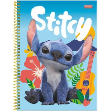 Imagem de Caderno Foroni Stitch Movie Capa Dura 01x1 80 Folhas com Espiral Dourado Pacote com 4 Unidades