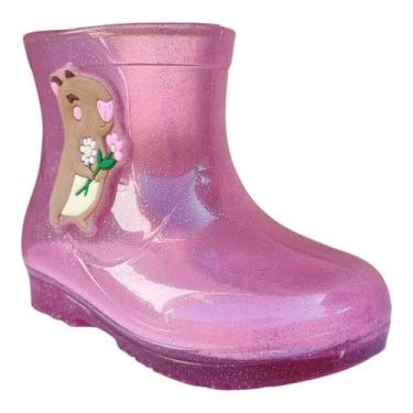 Imagem de Galochinha Infantil Menina Luelua Transparente Capivara, Cristal rosa 