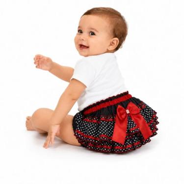 Imagem de Calcinha Bunda Rica Bebê Menina Com Babado Frufru Confortável - Preto 