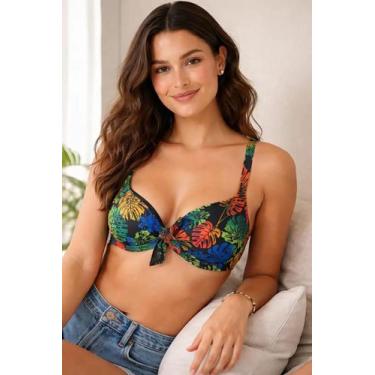 Imagem de Top Bojo Reforçado Sustentação Alça Ajustável Push Up Biquíni Moda Pra