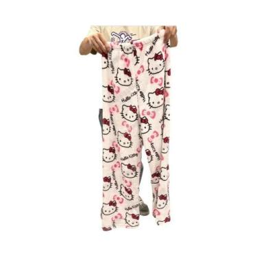 Imagem de Pijamas De Flanela Kawaii De Halloween Para Mulheres Hello Kitty Sanri
