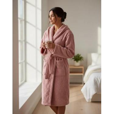 Imagem de Roupão Flannel Lady Appel Plush Inverno Superluxo Cor:BlushTamanho:M, 
