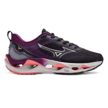 Imagem de Tênis Mizuno Wave Stratos 3 Unissex, Preto, Roxo, 37