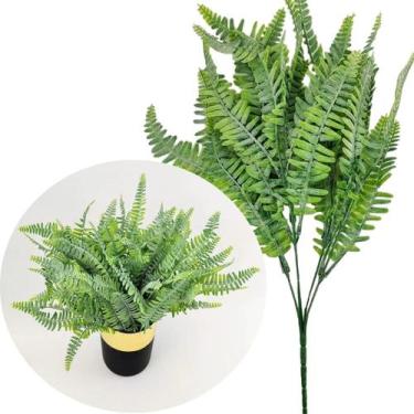 Imagem de 6 Ramos Samambaia Planta Flor Artificial Com 35 Folhas 40cm - Genérico