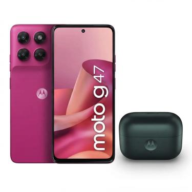 Imagem de Kit Motorola Moto G47 5G 128GB Rosa com Moto Buds Loop Sound by Bose Verde