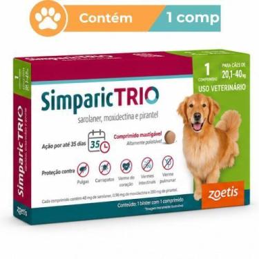 Imagem de Antipulgas Simparic Trio 48mg Cães 20,1 a 40kg 1 Comprimido - Zoetis
