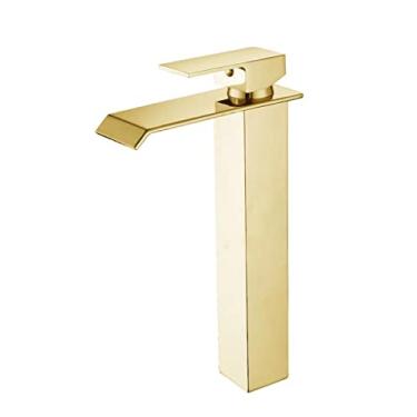 Imagem de Torneira Cascata Banheiro Misturado Pia T6006ag Alta Dourado Luuk Young