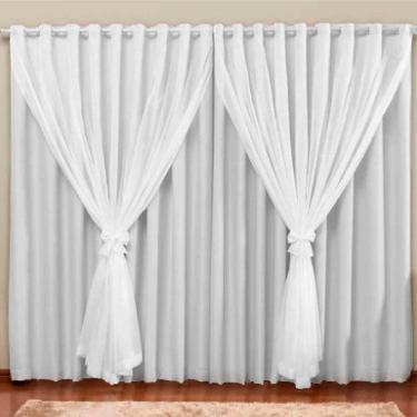 Imagem de Cortina Blackout Pvc com Voil Tecido 2,8 M X 1,6 M em 4 Opções de Cores - Casa Dona