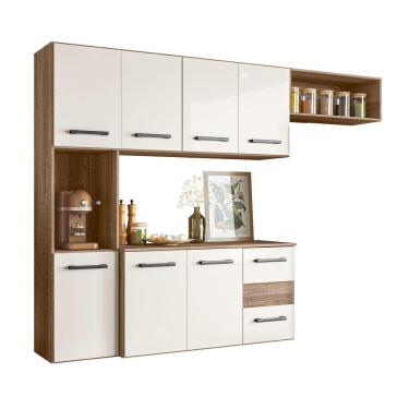 Imagem de Cozinha Suspensa Juliete 7 Portas Carvalho Rústico/Off White Cristal 