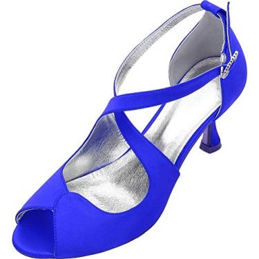 Imagem de Sandálias femininas brancas com tiras cruzadas sapatos de noiva Peep Toe sandálias de casamento vestido festa trabalho, Azul, 10