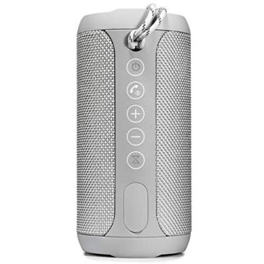 Imagem de HIOD Alto-falante Bluetooth sem fio microfone embutido redução de ruído de 10 m Bluetooth alcance Mini alto-falante portátil suporte TF cartão/AUX, cinza