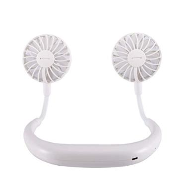 Imagem de Ventilador USB Mini USB Desktop Fan Design Pescoço Pendurado Escritório Ventilador pessoal Ventilador Portátil de Verão, Branco