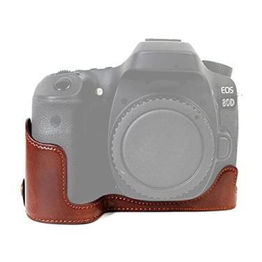 Imagem de HONGYAN capa da câmera Câmera de couro PU de 1/4 de polegada PU Câmera de meia base para Canon EOS 80D / 70D acessórios para câmera