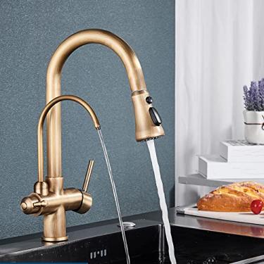 Imagem de Torneira de cozinha de água de purificação de ouro preto gira 360 graus torneira de água pura filtrada guindaste multifuncional torneira misturadora Torneira, bronze antigo a1, china