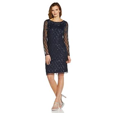 Imagem de Adrianna Papell Vestido curto feminino com contas, Meia-noite, 44