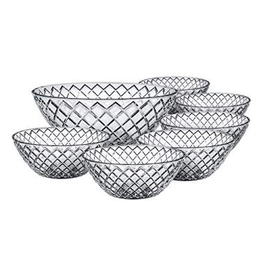 Imagem de Conjunto de Tigelas de Vidro Diamond 7 Peças, Euro, VDR7596, Transparente, Euro Home