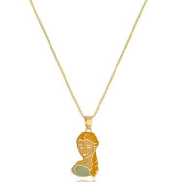 Imagem de Colar Personalizado Elsa Frozen Folheado Em Ouro 18K