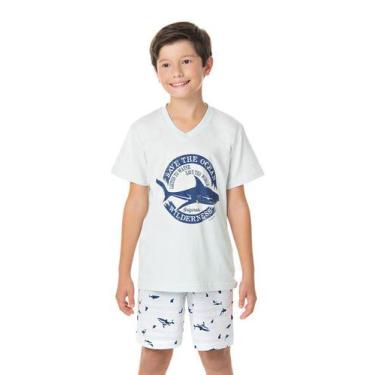 Imagem de Pijama Curto Masculino Juvenil - Tubarão Verde Água - Dadomile