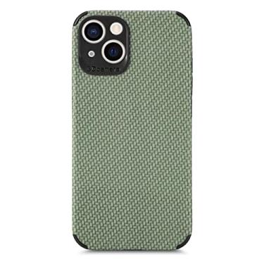 Imagem de Capa de telefone verde para iPhone 14 Pro Max padrão de fibra de carbono capa fina compatível com iPhone 12 13 11 Pro Max Mini XS X XR 7 8 14 Plus SE2 capa (iPhone13, verde)