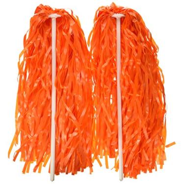 Imagem de Beistle Agitadores de poliéster laranja, 2 unidades de pompons de torcida para eventos esportivos, dias de jogos de futebol, rallies, mostrando o espírito escolar e celebrações do orgulho do time,