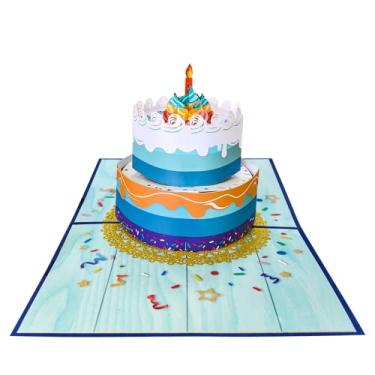 Imagem de Yajun Cartão de aniversário 3D Pop Up Cartões de bênção dobrados à mão para esposa mãe pai parabéns feliz aniversário 5 peças