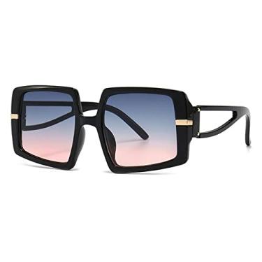 Imagem de Óculos de sol feminino quadrado na moda moda superdimensionado grande preto branco braços recortados óculos de sol uv400 tons, preto cinza rosa, tamanho único