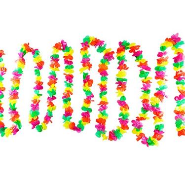 Imagem de 30m Long Tropical Multicoloured Plastic Garland Flower Hula Leis Hawaiian Island Leaves Banner for Party Decorations, Birthdays, Event Supplies, Festivals, Children & Adults by Super Z Outlet