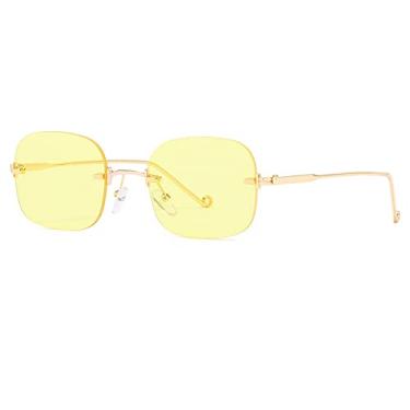 Imagem de Óculos de sol femininos pequenos sem aro fashion retro punk óculos de sol quadrados masculinos tons gradientes designer uv400 óculos, 5, tamanho único