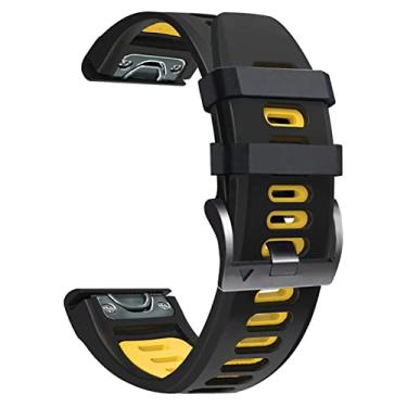 Imagem de WIKUNA Pulseiras de substituição de silicone para relógio inteligente para Garmin Fenix 7 7X 6 6X Pro 5 5X Plus 3 3HR Forerunner 935 Pulseira 22 26mm (Cor: Amarelo, Tamanho: 26mm Fenix 6X 6XPro)