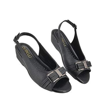 Imagem de Sandália Feminina Sapato Salto Baixo Dubelli Flex Ultra Confort AM106 Cor:Preto-MODELO-B;Tamanho:35