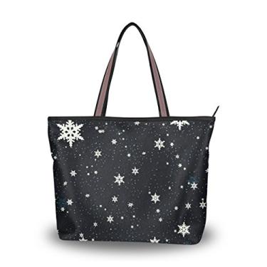 Imagem de Bolsa de ombro My Daily feminina com flocos de neve para Natal, bolsa grande, Multi, Large