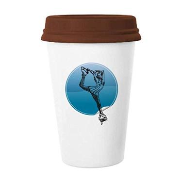 Imagem de Caneca de patinação feminina retrô com ilustração de vidro de cerâmica para copo de café
