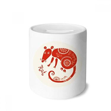 Imagem de DIYthinker Ano de rato, animal, zodíaco, chinês, caixa de dinheiro vermelha, porta-moedas, presente de cofrinho