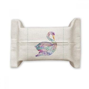 Imagem de Bolsa de linho de algodão para lenços faciais em aquarela com pássaro colorido