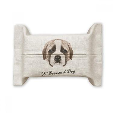 Imagem de Brown Cute St.Bernard Dog Pet Animal Capa de papel para lenços faciais Bolsa de linho de algodão