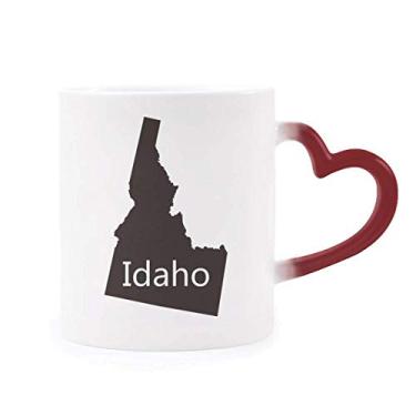 Imagem de Idaho Caneca sensível ao calor mapa dos Estados Unidos da América Caneca vermelha que muda de cor