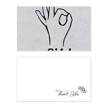 Imagem de Preto OK padrão de gestos personalizado cartão de agradecimento aniversário aniversário saudação casamento agradecimento