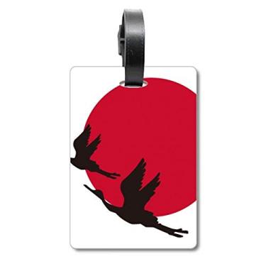 Imagem de Bolsa de mala de gansos voadores vermelho japonês, preta, etiqueta para cartão de bagagem, etiqueta para pendurar
