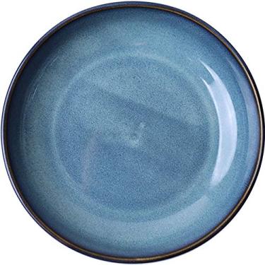 Imagem de JLXZHOME Tigela de cerâmica azul, criativa, vintage, tigela de sopa, prato profundo de arroz, salada, massa, tapas, utensílios de mesa
