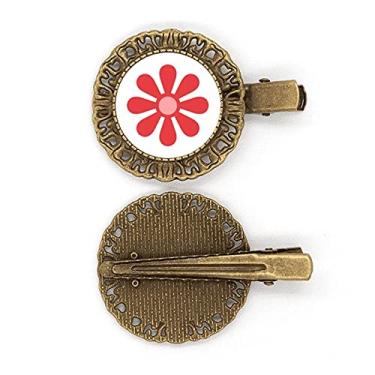 Imagem de Presilha de cabelo simples com símbolo de flor vermelha escura