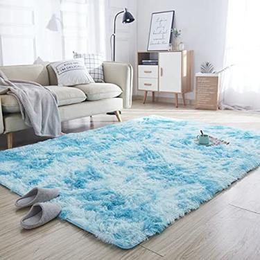 Imagem de jia cool Tapete de área original ultramacio e luxuoso, tapetes macios para uso interno lavável para quartos de crianças, decoração de casa de pelúcia para sala de estar, berçário, quarto, 120 x 200 cm, azul celeste